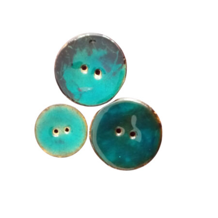 Σετ κουμπιά 3τμχ ξύλινα με σμάλτο πράσινο 3cm
