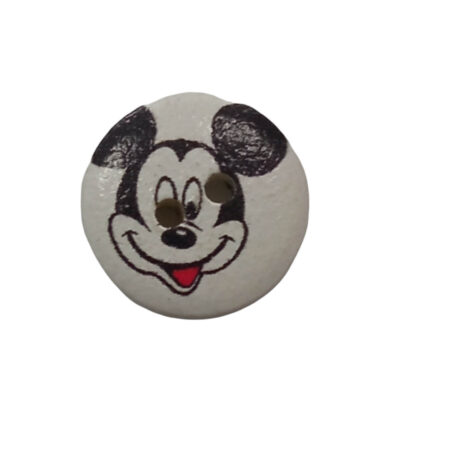 Κουμπιά παιδικά ξύλινα μίκυ λευκό 1,5cm