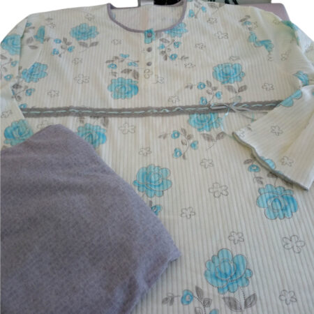 Πιτζάμα γυναικεία μακό Floral γαλάζια Νο XXL Lydia