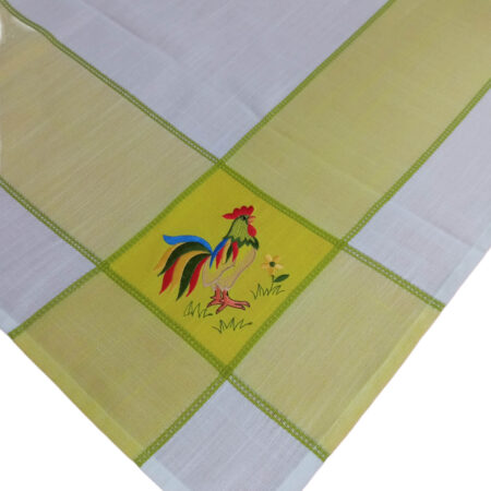 Τραπεζοκαρέ πασχαλινό λινό λευκό 140*140