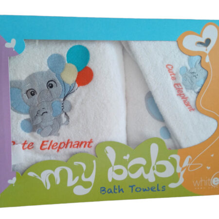 Σετ πετσέτες παιδικές 3τμχ σχ Ελεφαντάκι λευκές Whitegg