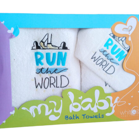 Σετ πετσέτες παιδικές 3τμχ σχ RUN λευκές Whitegg