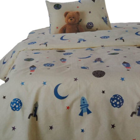 Σετ σεντόνια παιδικά βαμβάκι Σχ Διάστημα λευκό Whitegg