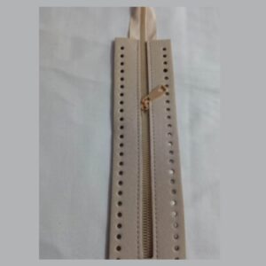 Φερμουάρ τσάντας μπεζ δερμάτινο 25cm