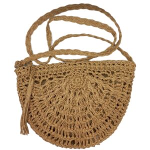 Γυναικεία τσάντα ψάθινη χιαστί μπεζ