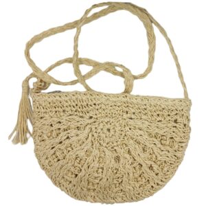 Γυναικεία τσάντα ψάθινη χιαστί εκρού