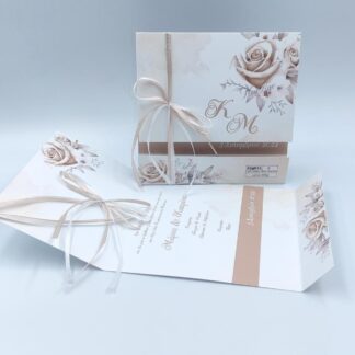 Newage 22g013 ti Προσκλητήριο γάμου με τριαντάφυλλο