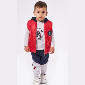 Σετ βρεφική αγορίστικη φόρμα γιλέκο κόκκινο 3τμχ 227625 Hashtag