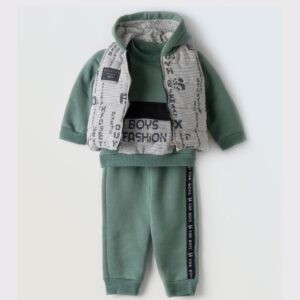Σετ βρεφικό αγορίστικο γιλεκάκι πράσινο 3 τμχ 243617 HASHTAG
