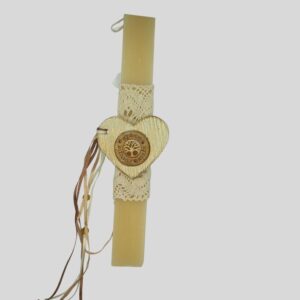 Λαμπάδα καρδούλα εκρού 30 cm